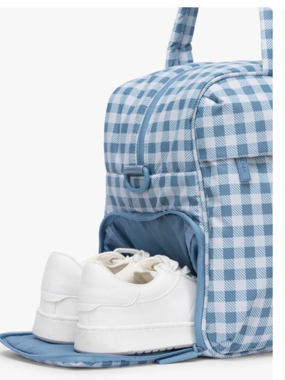 Calpak Luka Duffel French Blue Gingham - Picture 4 of 14